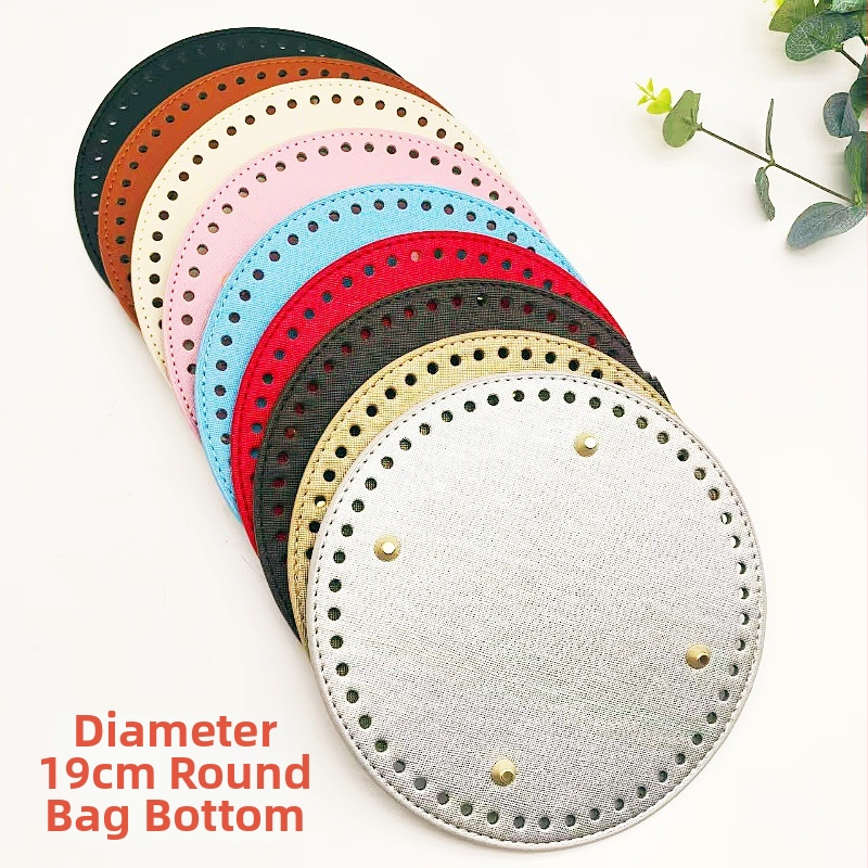 Ručne pletená základňa na tašku – PU koža; guľatý tvar; ľahká; odolná voči opotrebeniu; zväčšuje kapacitu