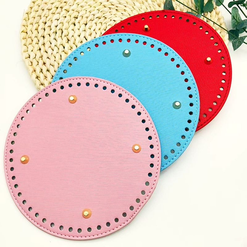 Bază de geantă împletită manual — PU piele, formă rotundă, ușoară, rezistentă la uzură, mărește capacitatea