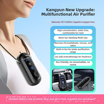 Purificator de aer cu ioni negativi pentru mașină, alimentare USB, design portabil pentru gât/stol, elimină mirosurile și formaldehida, dezinfectează și sterilizează, filtrează PM2.5 și polenul, zgomot 36–45 dB, flux de aer 51–150 m3/h, potrivit pentru spa