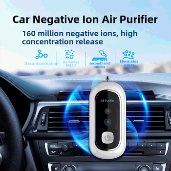 Purificator de aer cu ioni negativi pentru mașină, alimentare USB, design portabil pentru gât/stol, elimină mirosurile și formaldehida, dezinfectează și sterilizează, filtrează PM2.5 și polenul, zgomot 36–45 dB, flux de aer 51–150 m3/h, potrivit pentru spa