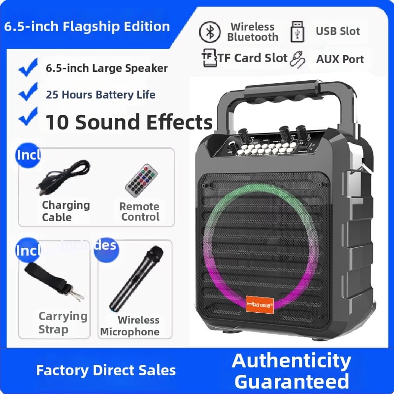 Bluetooth karaoke zvučnik s integriranom baterijom i LED svjetlima, 20W, Bluetooth 5.0, 100Hz-20kHz, SNR ≥85dB