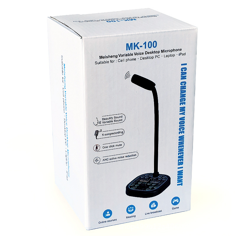 Mikrofón na zmenu hlasu s audiokartou pre PC a mobil, omnidirečný, pohyblivý vinut kapsule, SNR ≥ 70 dB