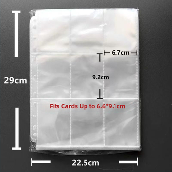 Album na uloženie kariet s 11 dierami, 3 vrstvami, vnútorné strany s mriežkou 9 štvorcov, PP vnútorné strany, prispôsobiteľný, kompatibilný so 3 dierami