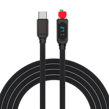 Καλώδιο PD δεδομένων με ψηφιακή οθόνη για φόρτιση και μεταφορά δεδομένων, διασυνδέσεις Lightning και Type-C, μήκος 1 m, σώμα από κράμα ψευδάργύρου, έως 100 W PD