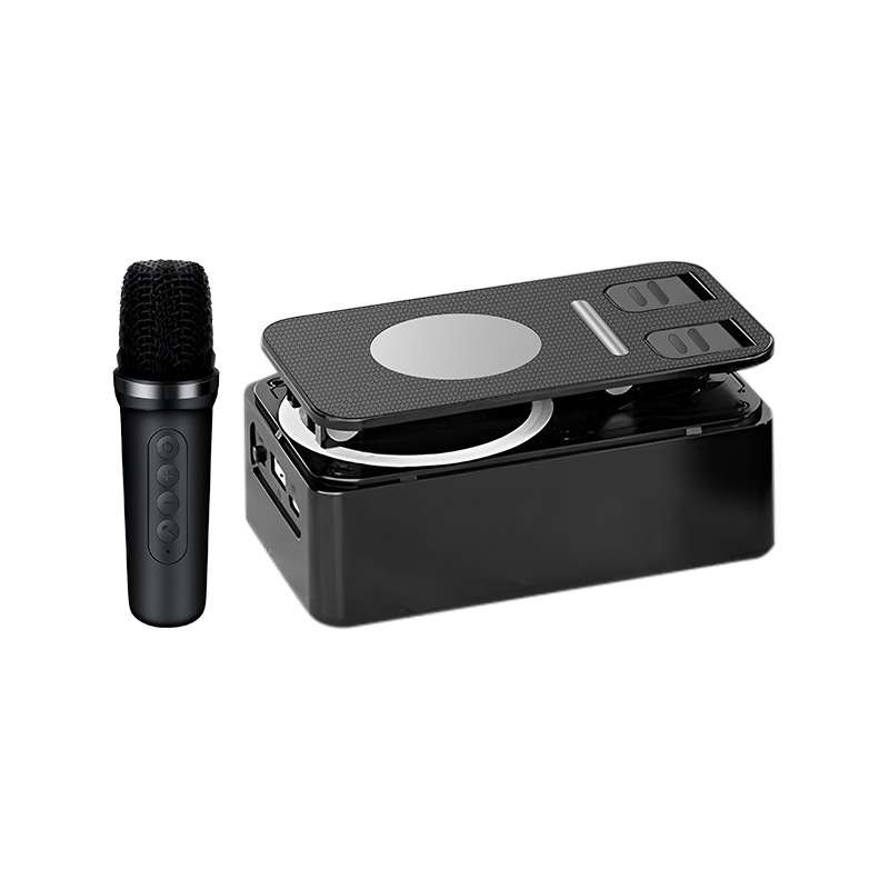 Boxă Bluetooth cu suport pentru telefon și microfon karaoke, baterie încorporată 100–300 mAh, 5W, USB alimentare, Bluetooth 5.3, domeniu de frecvențe 60 Hz–15 kHz