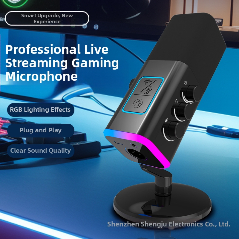 AUDIMATRIX USB/XLR kondenzátorový mikrofón s RGB podsvietením, monitorovanie, 50Hz-15kHz, 5V