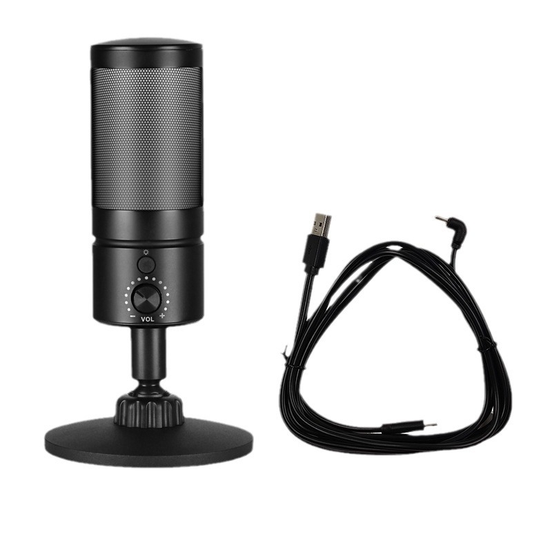 USB kondenzatorski mikrofon za stolni računalnik s RGB ambijentalnim osvjetljenjem, frekvencijski odziv 100 Hz–20 kHz, SNR ≥70 dB