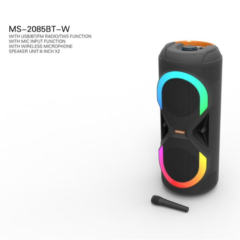 MS-208BT-W dvostruki rog Bluetooth zvučnik s karaoke mikrofonom, 24W, Bluetooth 5.1, ugrađena baterija 2000–4000mAh