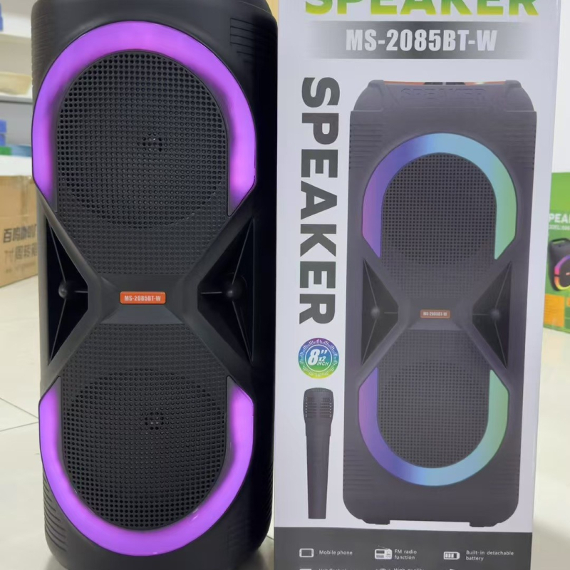 MS-208BT-W dvostruki rog Bluetooth zvučnik s karaoke mikrofonom, 24W, Bluetooth 5.1, ugrađena baterija 2000–4000mAh