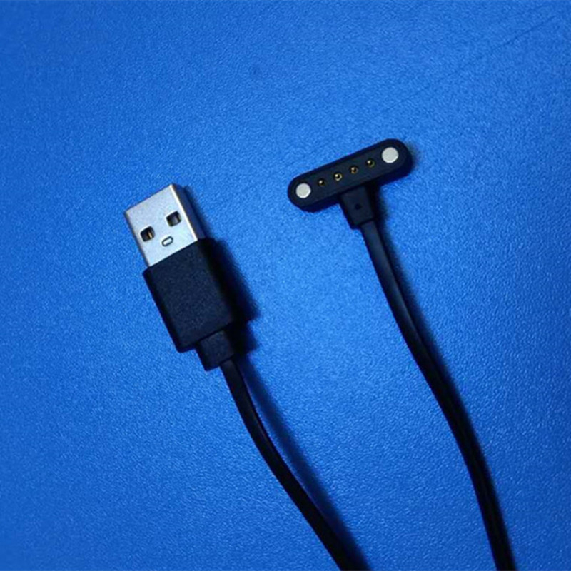 USB magnetický nabíjací kábel pre smart hodinky, náramok, T-typ, 4-pin, 9,0 mm rozostup, haisuda, univerzálna kompatibilita