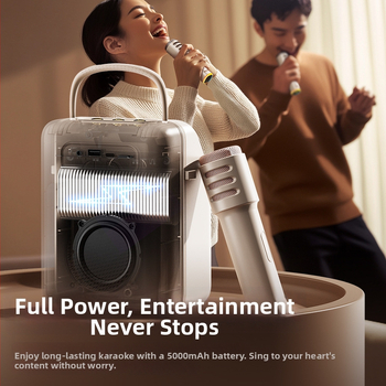 K800 difuzor karaoke cu microfon încorporat și afișaj versuri | Bluetooth 5.3 | 20 Hz-20 kHz | SNR ≥75 dB | 2 difuzoare | IPX3 rezistent la apă