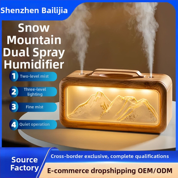 Настолен овлажнител за въздуха с двойни изходи за мъгла, голям изход на мъгла, амбиентна светлина, USB захранване