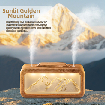 Настолен овлажнител за въздуха с двойни изходи за мъгла, голям изход на мъгла, амбиентна светлина, USB захранване