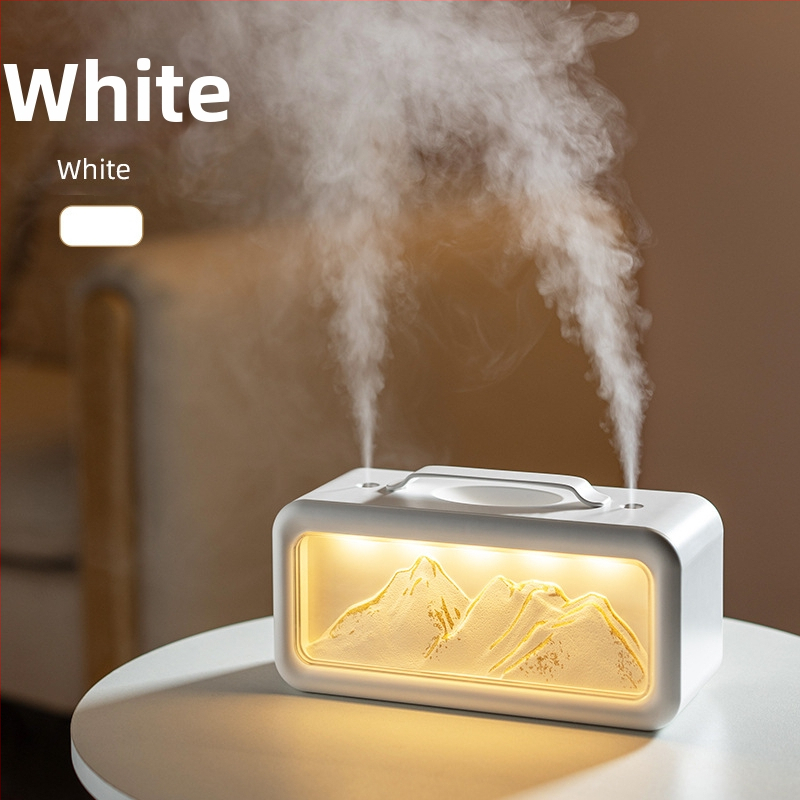 Настолен овлажнител за въздуха с двойни изходи за мъгла, голям изход на мъгла, амбиентна светлина, USB захранване