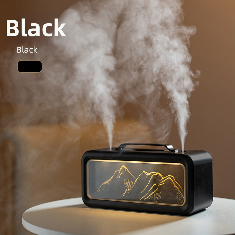 Настолен овлажнител за въздуха с двойни изходи за мъгла, голям изход на мъгла, амбиентна светлина, USB захранване