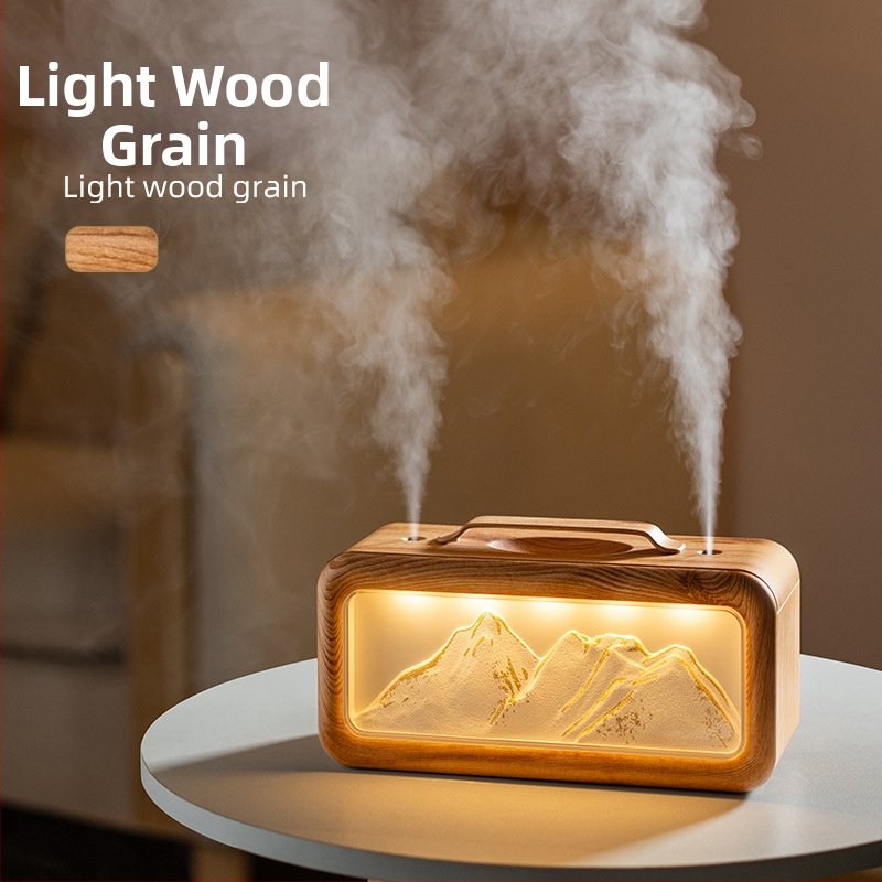 Настолен овлажнител за въздуха с двойни изходи за мъгла, голям изход на мъгла, амбиентна светлина, USB захранване