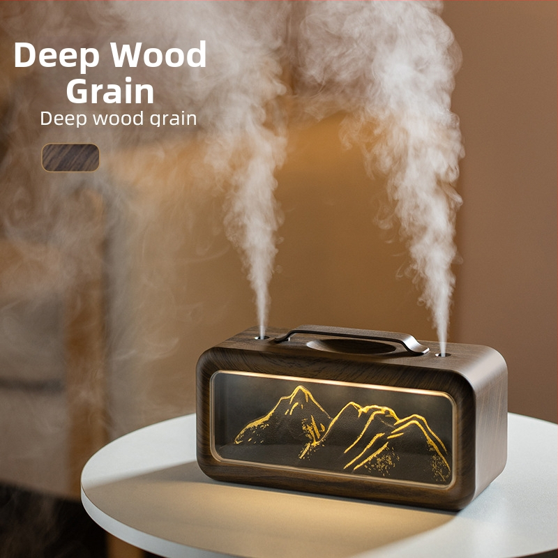 Настолен овлажнител за въздуха с двойни изходи за мъгла, голям изход на мъгла, амбиентна светлина, USB захранване