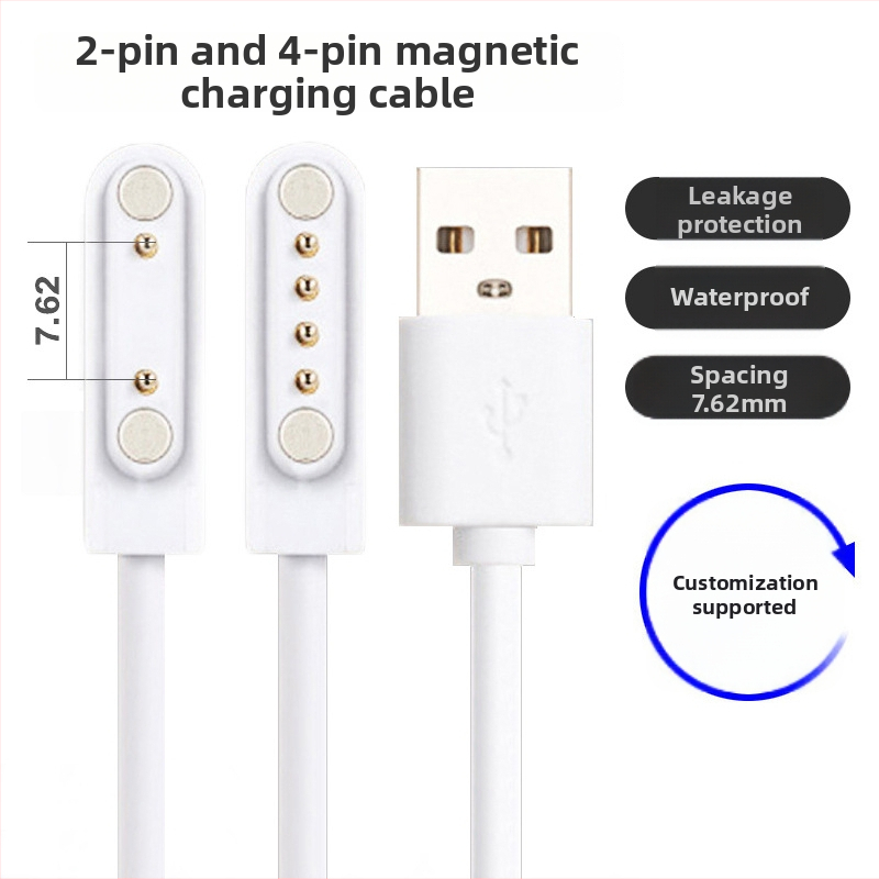 Magnetický nabíjací kábel pre smart hodinky, USB, 4-piny, 7,62 mm, dátový kábel