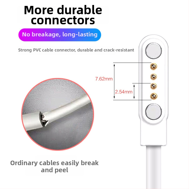 Magnetický nabíjací kábel pre smart hodinky, USB, 4-piny, 7,62 mm, dátový kábel