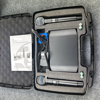 GLXD4 Sistem de microfoane wireless cu două canale, baterie detașabilă 300–500 mAh, interval de frecvență 40 Hz–20 kHz, SNR ≥75 dB, autonomie 6–8 ore