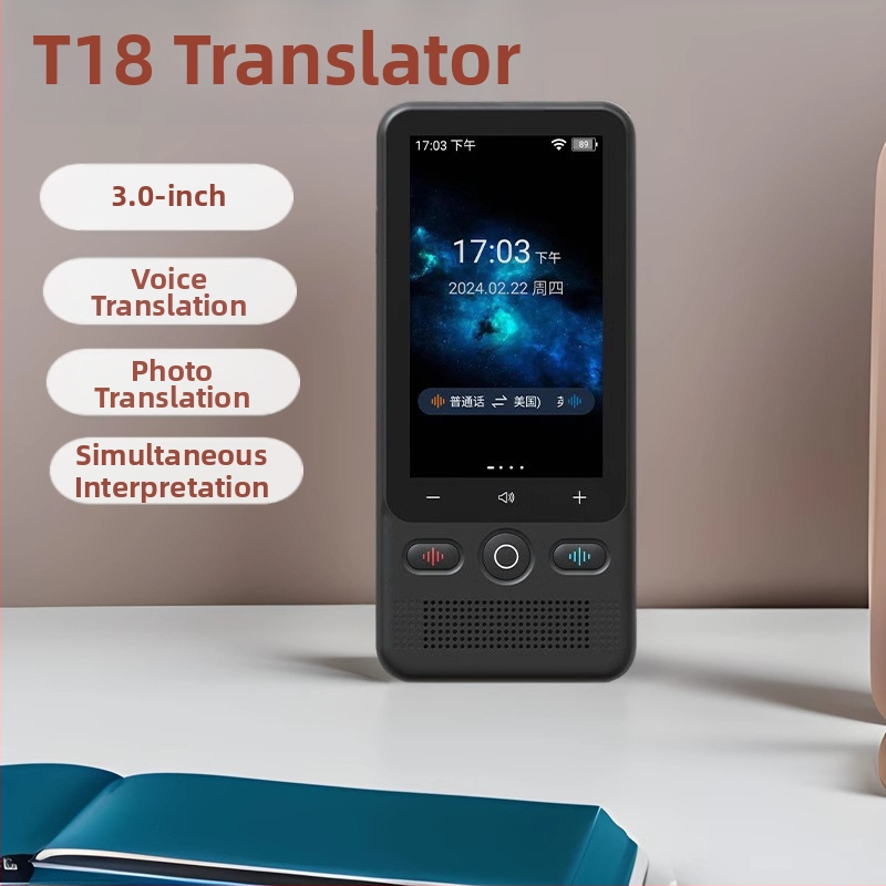 Prenosný inteligentný hlasový prekladač s Android OS, Bluetooth, dosah 10 m, batéria 1500 mAh, dotyková obrazovka + tlačidlá, Model T18