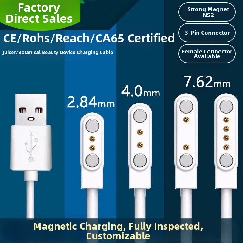 Nothing magnetický nabíjací kábel s 2PIN pre džúsový pohár a inteligentné hodinky – dĺžka 60 cm, silný magnet N52, rozstup pinov 7,62 mm