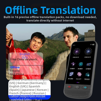 Translator de dialog în timp real cu interpretare simultană multilingvă, model F6 Chinese Version, carcasă ABS, baterie Li-ion reîncărcabilă, difuzor 8W, suport pentru repetarea vocii