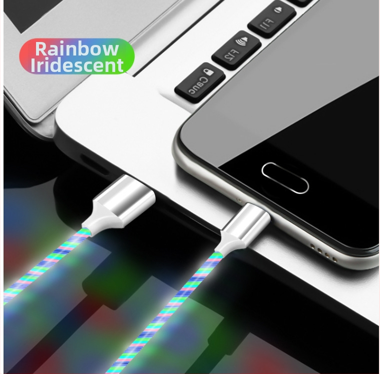 DY USB-C LED dátový kábel s efektom prúdu svetla, 22041 rozhranie, silikón, jednokonektorový, 12W max