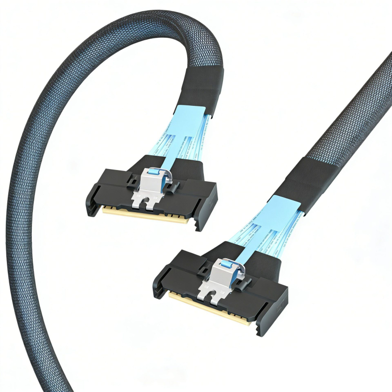 Cablu adaptor PCIe 5.0 MCIO 8X către MCIO 8X pentru servere - conductori din cupru, interfață PCIe