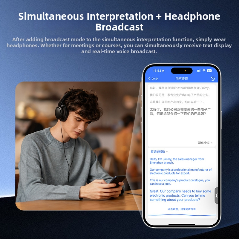 Translator fără sistem de operare; corp din aliaj de aluminiu; rază wireless 5 m; traducere între aplicații, traducere în timpul apelurilor vocale și interpretare simultană.