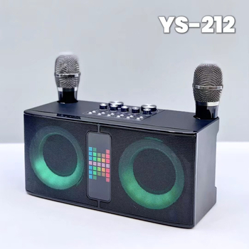 Bežični Bluetooth karaoke zvučnik YS-212 s dva mikrofona, 20W, 100Hz-20kHz, SNR ≥70 dB, ugrađena baterija 2000-4000mAh, LED