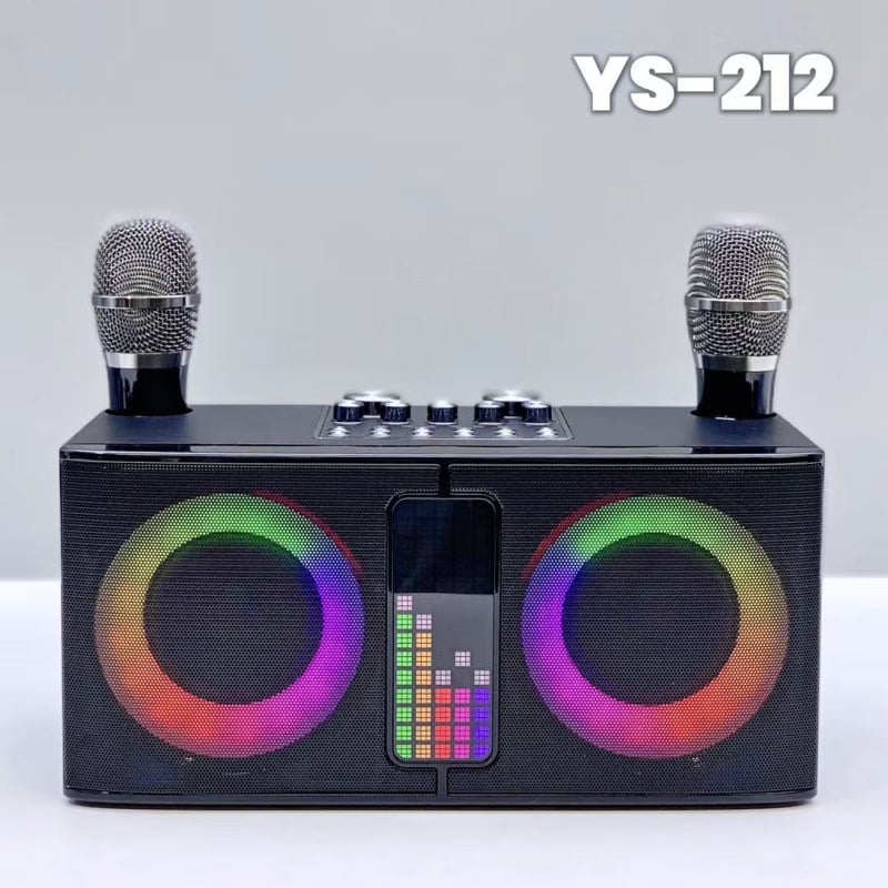 Bežični Bluetooth karaoke zvučnik YS-212 s dva mikrofona, 20W, 100Hz-20kHz, SNR ≥70 dB, ugrađena baterija 2000-4000mAh, LED