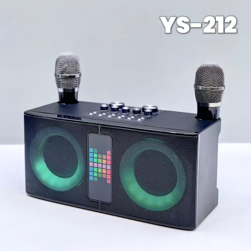 Bežični Bluetooth karaoke zvučnik YS-212 s dva mikrofona, 20W, 100Hz-20kHz, SNR ≥70 dB, ugrađena baterija 2000-4000mAh, LED