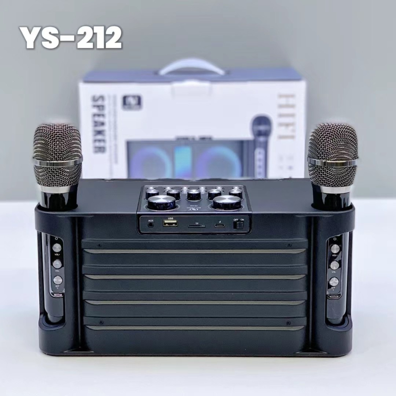 Bežični Bluetooth karaoke zvučnik YS-212 s dva mikrofona, 20W, 100Hz-20kHz, SNR ≥70 dB, ugrađena baterija 2000-4000mAh, LED