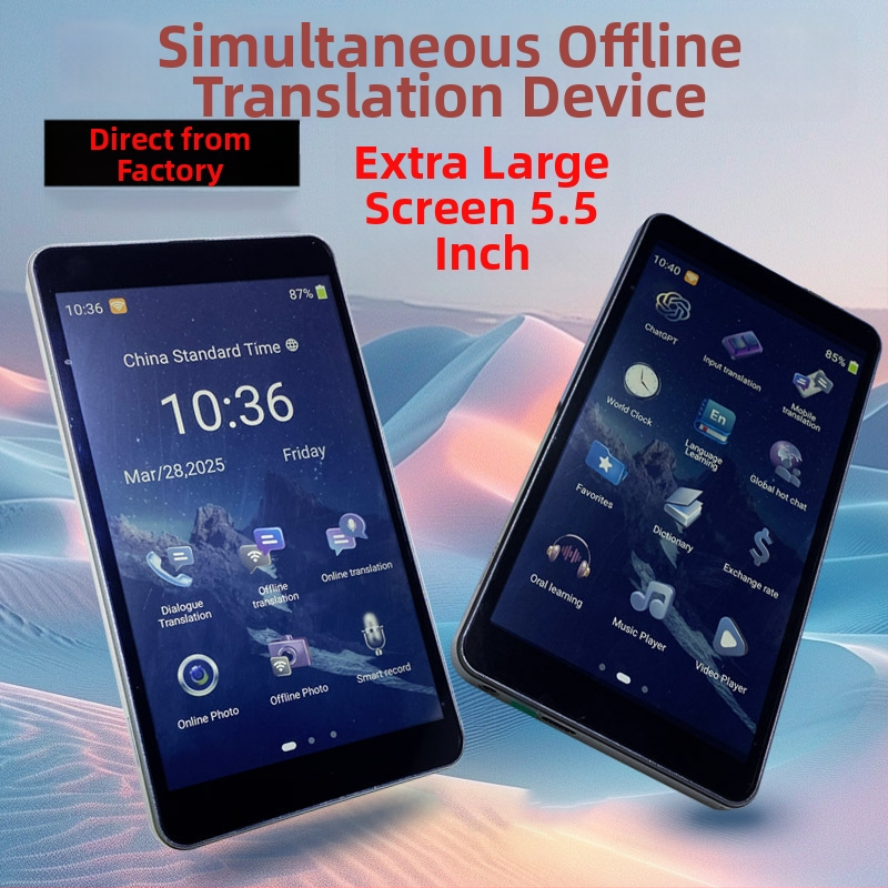 Translator portabil T22 cu traducere offline multilingvă, cameră 5 MP, interfață Type-C, alimentare 5V 2A, carcasă ABS