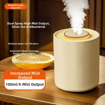 Stolný zvlhčovač vzduchu, dobíjateľný, 3 výstupy hmly, 10 l nádrž, nerezové telo, negatívne ióny