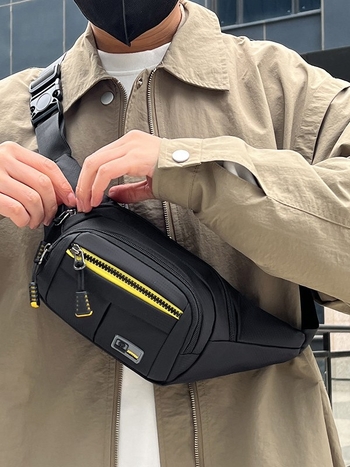 Férfi deréktáska, Oxford anyag, vízálló, ultrakönnyű, kopásálló, szabadidős utazásokhoz