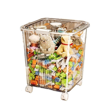 Διαφανής οικιακή θήκη αποθήκευσης, πολυπροπυλένιο πλαστικό καλάθι αποθήκευσης με χωρητικότητα 30L και ρόδες