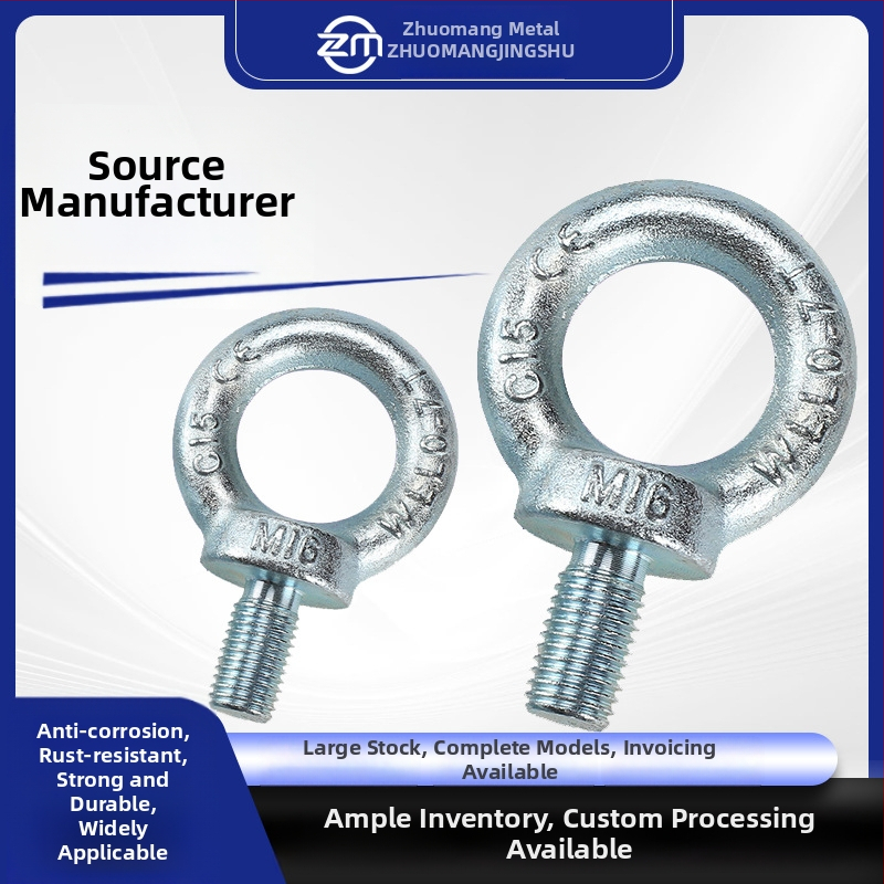Predĺžený galvanizovaný zvedací očný šroub, oceľ GB825, trieda 4.8