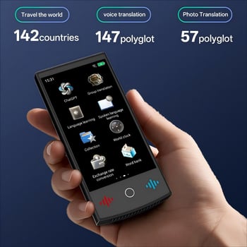 Inteligentný viacjazyčný prekladač s offline prekladom a rozpoznávaním 9 dialektov; Android OS; Bluetooth; bezdrôtový dosah 10 m.