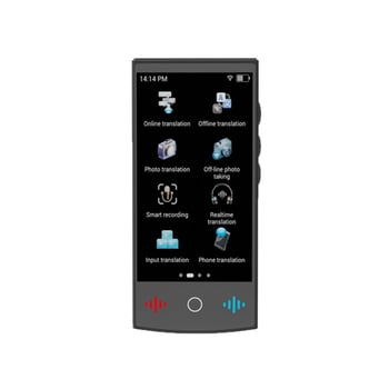 Inteligentný viacjazyčný prekladač s offline prekladom a rozpoznávaním 9 dialektov; Android OS; Bluetooth; bezdrôtový dosah 10 m.