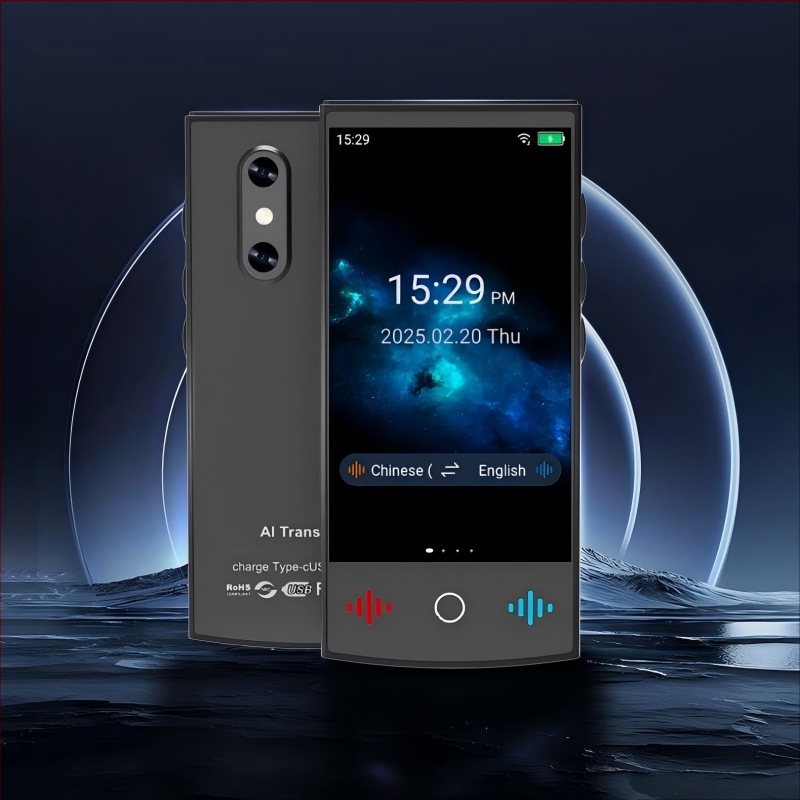 Inteligentný viacjazyčný prekladač s offline prekladom a rozpoznávaním 9 dialektov; Android OS; Bluetooth; bezdrôtový dosah 10 m.