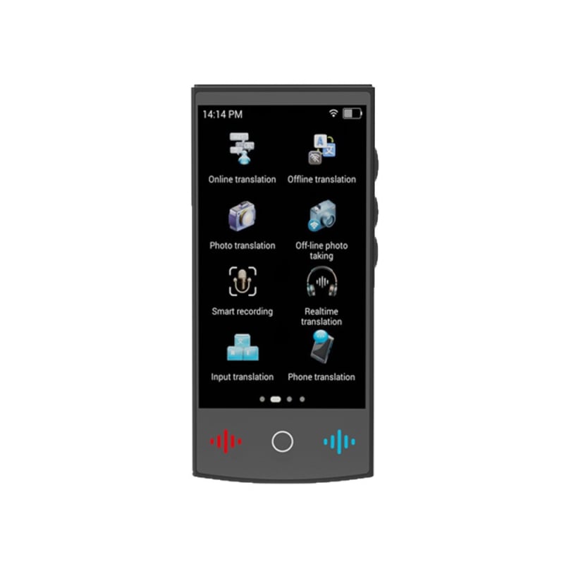 Inteligentný viacjazyčný prekladač s offline prekladom a rozpoznávaním 9 dialektov; Android OS; Bluetooth; bezdrôtový dosah 10 m.