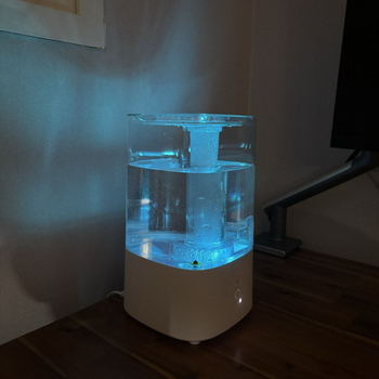 Umidificator casnic compact, certificat KC, cu ceață de purificare a aerului, funcționare silențioasă, oprire automată, 25W, rezervor 2.6–4.0 L, acoperire 21–30 m²