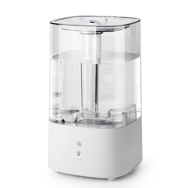 Umidificator casnic compact, certificat KC, cu ceață de purificare a aerului, funcționare silențioasă, oprire automată, 25W, rezervor 2.6–4.0 L, acoperire 21–30 m²