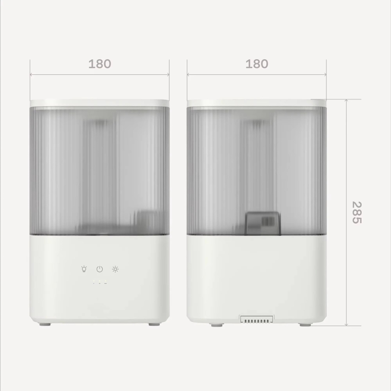 Umidificator casnic compact, certificat KC, cu ceață de purificare a aerului, funcționare silențioasă, oprire automată, 25W, rezervor 2.6–4.0 L, acoperire 21–30 m²