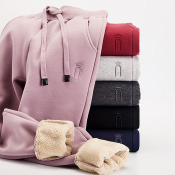 Női casual pamut nadrág fleece bevonattal – laza szabás, középmagas derék, téli meleg, 70-80% pamut tartalom