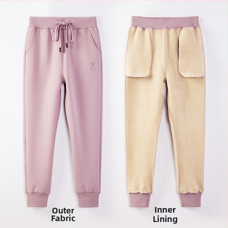 Női casual pamut nadrág fleece bevonattal – laza szabás, középmagas derék, téli meleg, 70-80% pamut tartalom