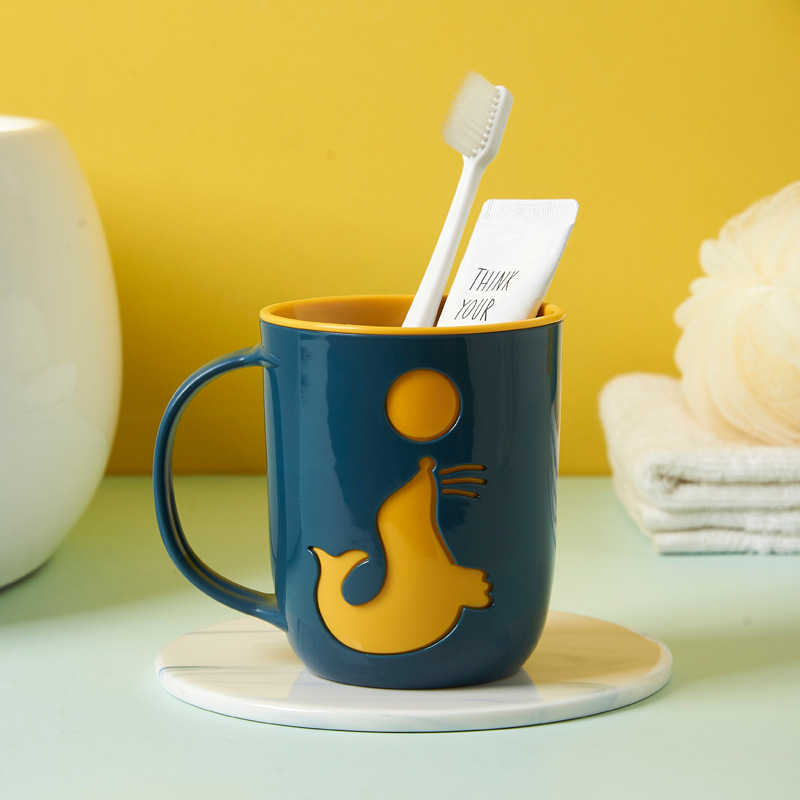 Delfin šalice za vodu za ispiranje usta i četkicu - plastična, jednostavan dizajn, bez logotipa, bez personalizacije, za dom/Internat/putovanja