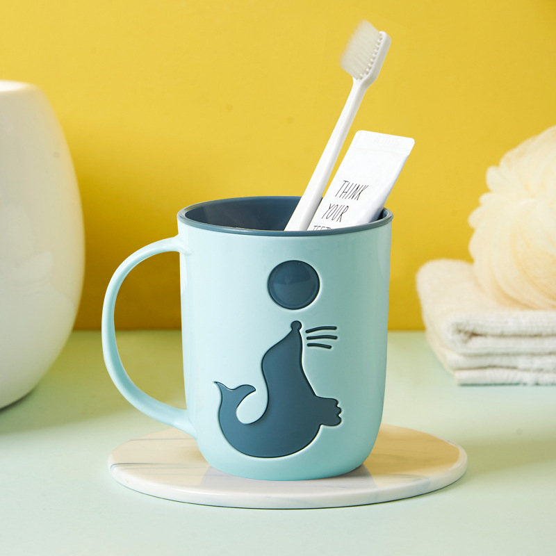 Delfin šalice za vodu za ispiranje usta i četkicu - plastična, jednostavan dizajn, bez logotipa, bez personalizacije, za dom/Internat/putovanja